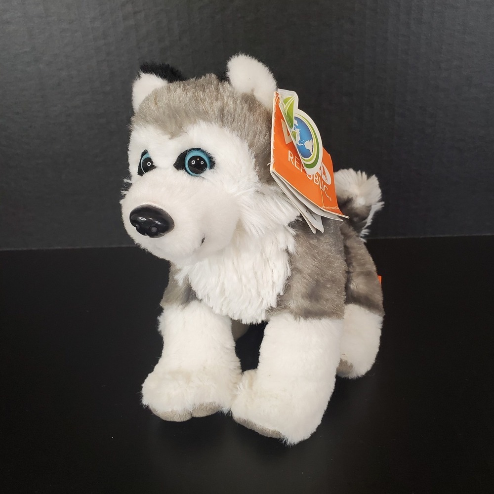 Wild Republic Siberian Husky Dog Plush‎ 7" Stuffed Animal Blue Eyes